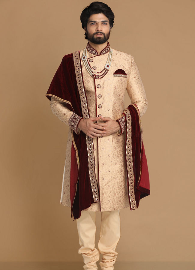 Regal Fawn Sherwani Set image number 1